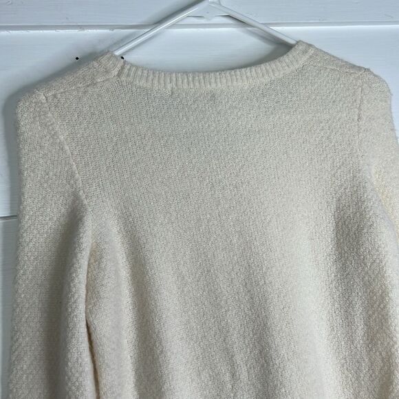 Anthropologie Ivory Cable-Knit Sweater w/ Rhinestone Peach Tulle – Size XS - Picture 16 of 16